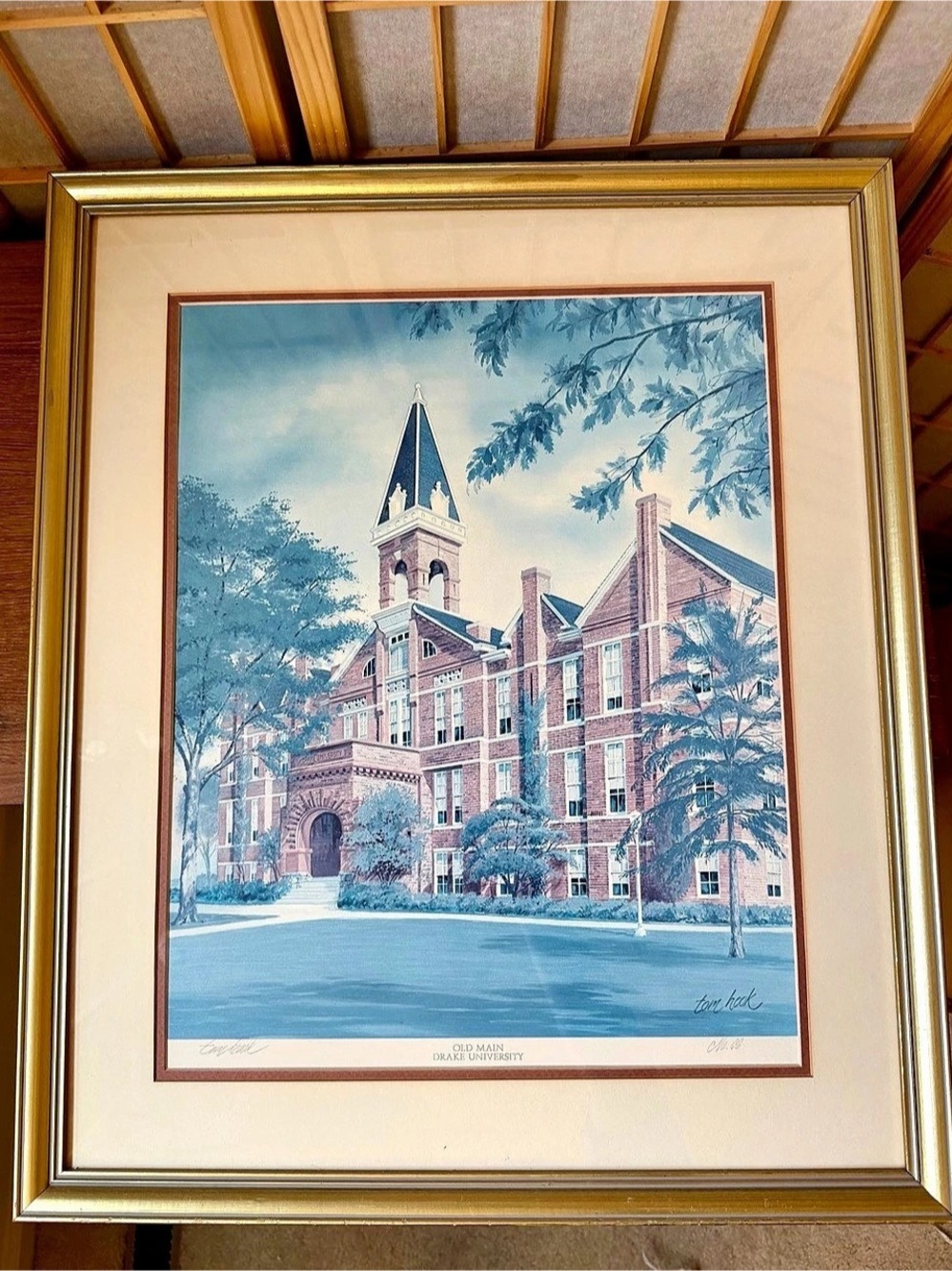 Limited Edition Tom Hook Old Main Drake University Framed Art Print (signed/No.6